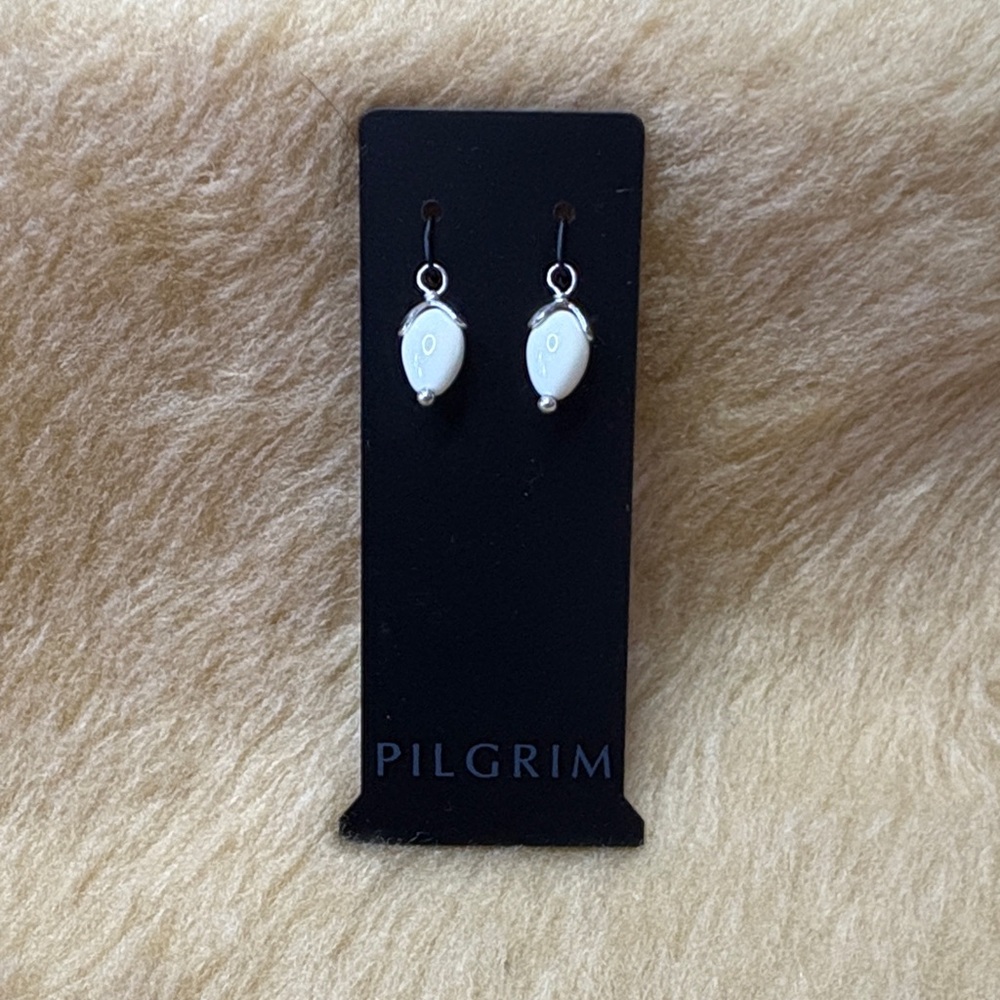 Pilgrim Classic Acrylic White Drop and Silvertone 
Charms set of 2